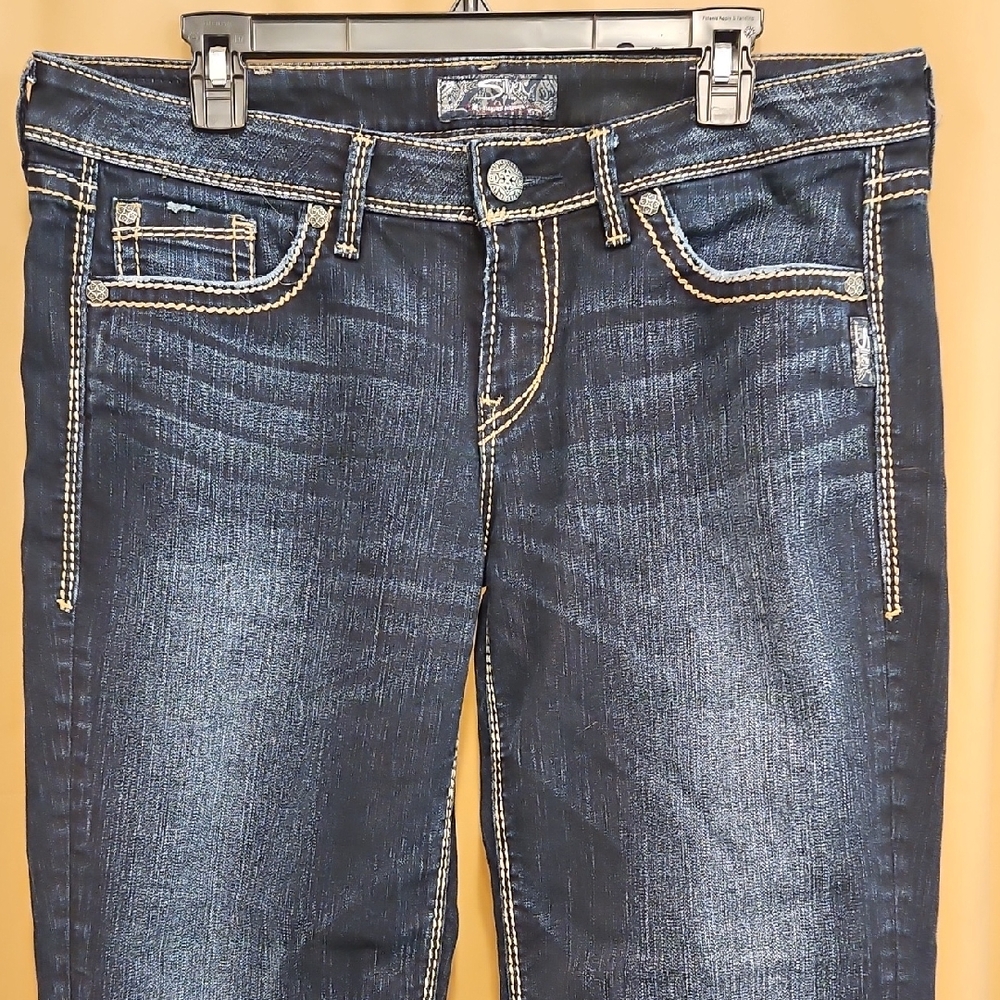 CLEARANCE SALE! Silver Jeans Dark Blue Jeans with Contrast Stitching - Picture 2 of 5